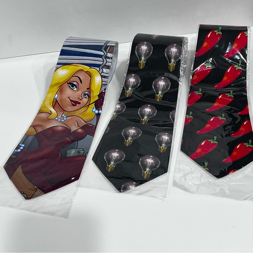 Zazzle Lot of 3 Fun Unique Print Handmade Ties New in Packaging